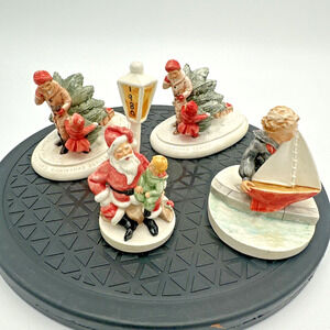 Set Of 4 Vintage Christmas Sebastian Miniatures Porcelain Figurines